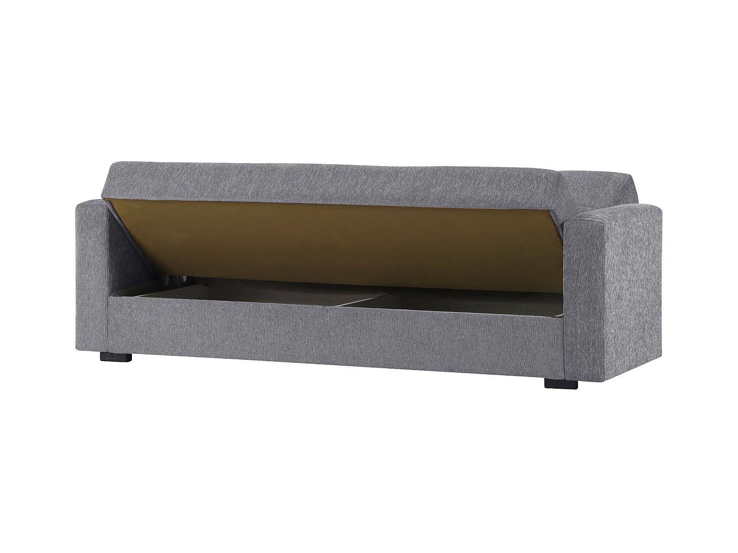 Schlafsofa Dlinette, Lineares 3-Sitzer-Containersofa, Wohnzimmersofa aus gepolstertem Stoff mit Klick-Klack-Öffnung, 212x80h87 cm, Grau