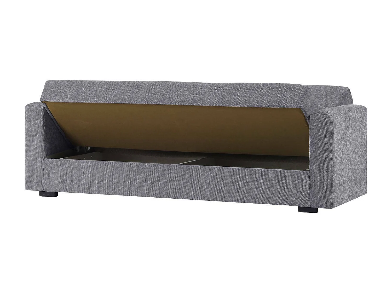 Canapé Dlinette, Canapé conteneur linéaire 3 places, Canapé de salon en tissu rembourré avec ouverture clic-clac, 212x80h87 cm, Gris