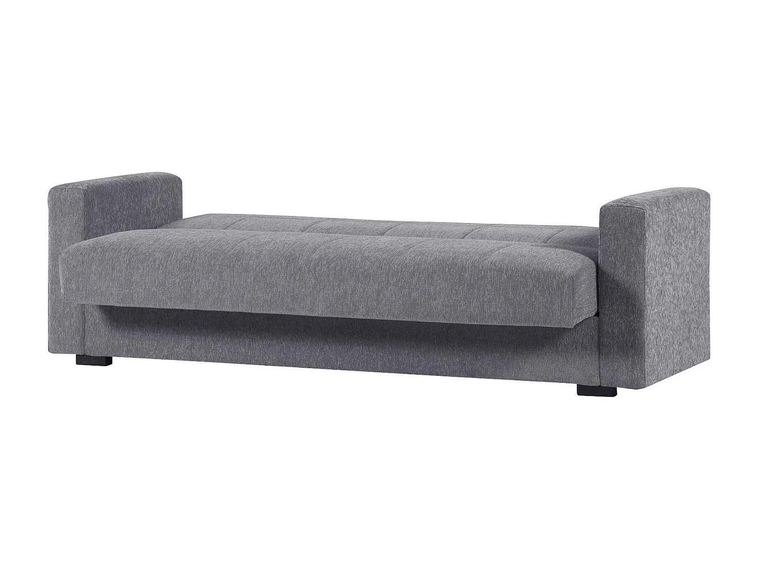 Canapé Dlinette, Canapé conteneur linéaire 3 places, Canapé de salon en tissu rembourré avec ouverture clic-clac, 212x80h87 cm, Gris