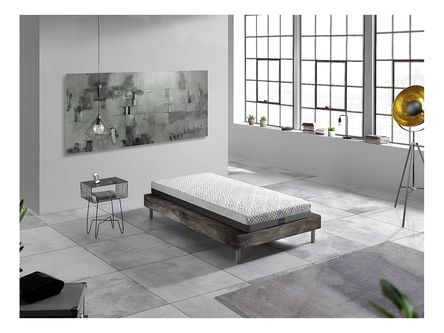 PACK Matelas ressorts ensaches 90X140X20 CM PLATON SPRING + 1X Oreiller a memoire + 1X Protege matelas,