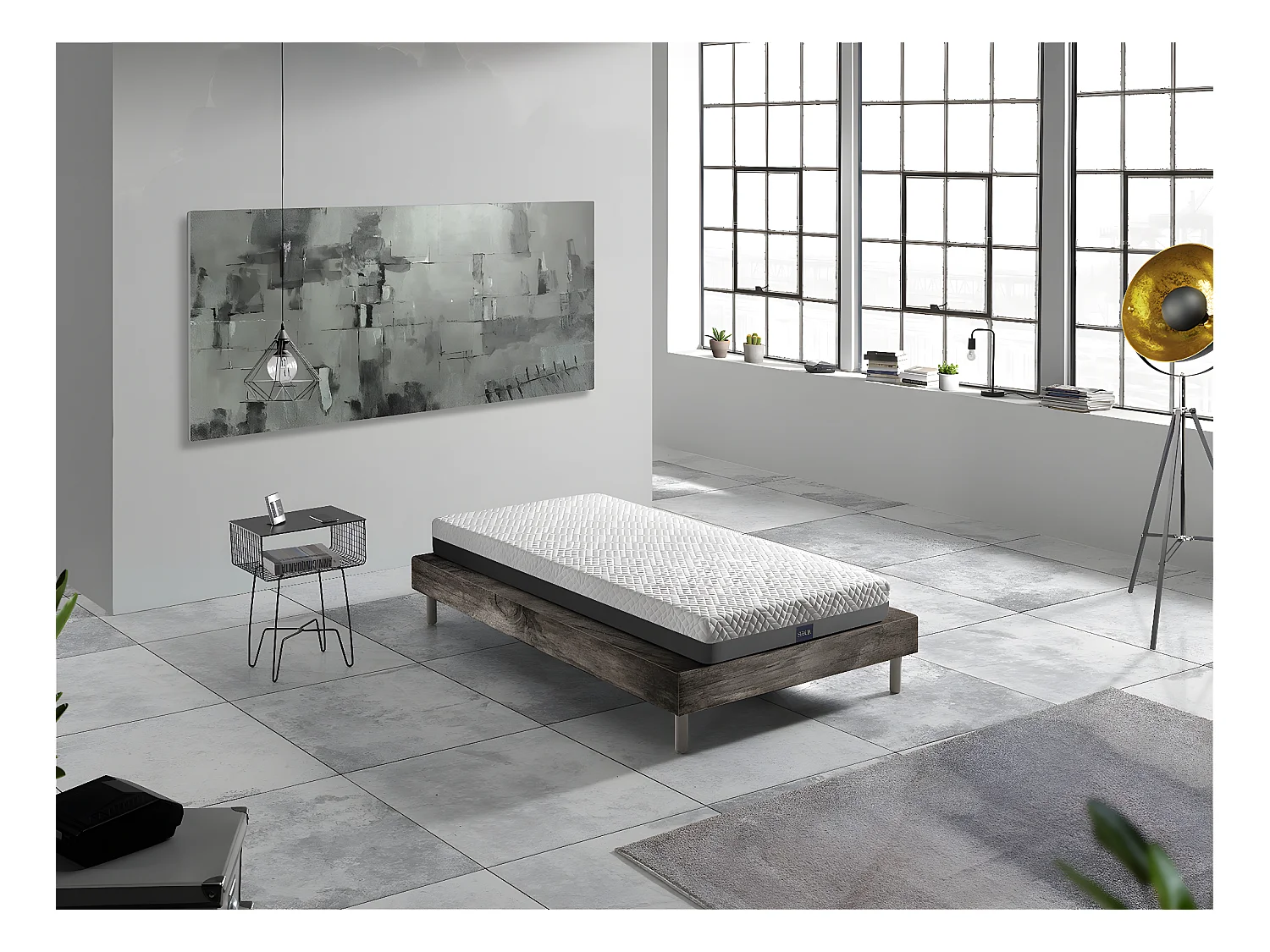 PACK Matelas ressorts ensaches 80X180X20 CM PLATON SPRING + 1X Oreiller a memoire + 1X Protege matelas,