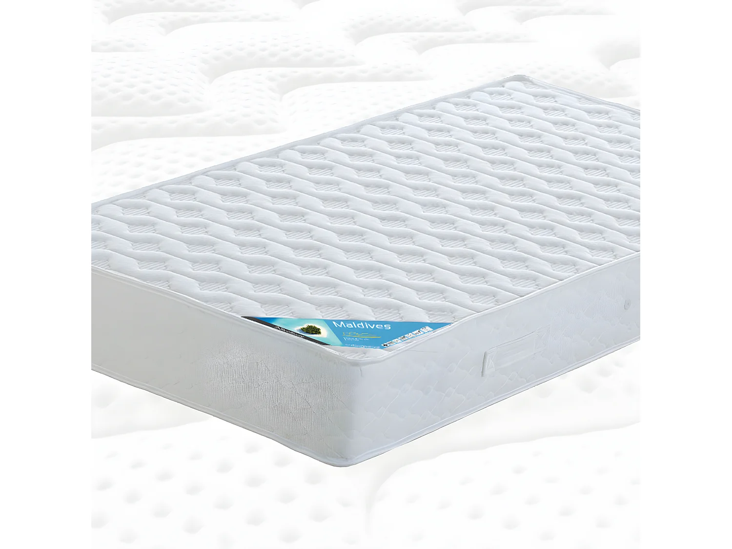 MALDIVES - Pack Matelas 160x200 + Sommier Tapissier Démontable 2x20 Lattes Anthracites + Pieds Argent 15cm