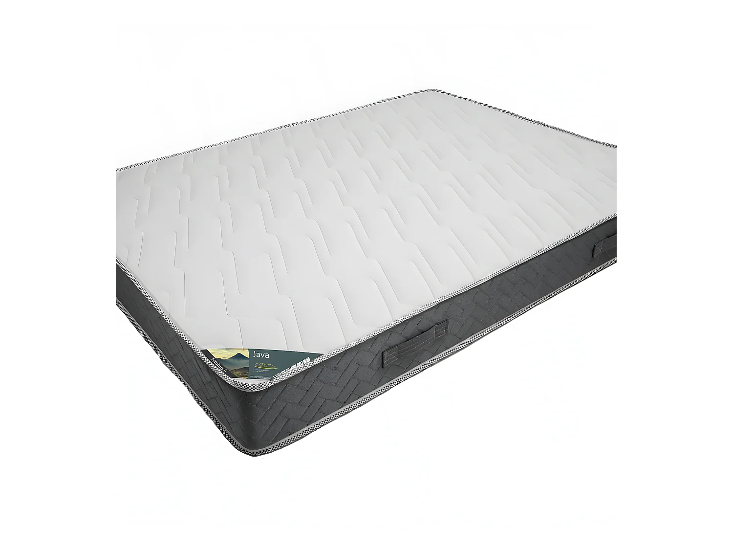 JAVA - Pack Matelas 140x190 + Sommier Tapissier Démontable 2x20 Lattes Lin + Pieds Blancs 15cm