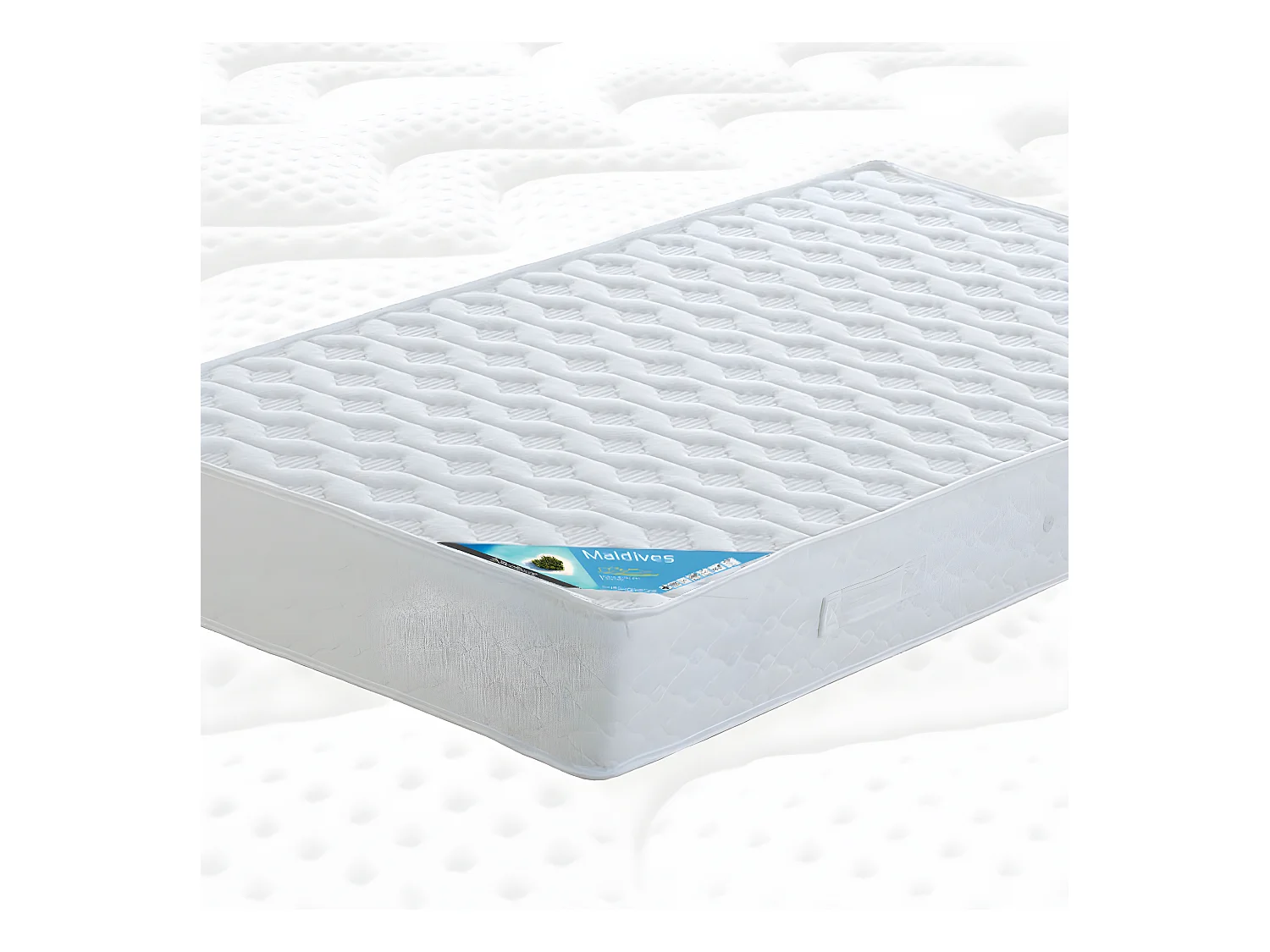 MALDIVES - Pack Matelas 140x190 + Sommier Tapissier Démontable 2x20 Lattes Anthracites + Pieds Blancs 15cm