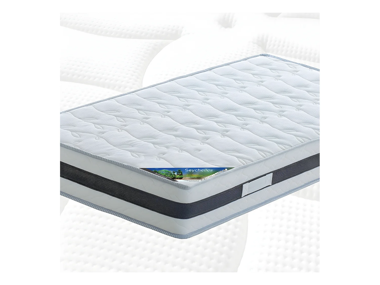 SEYCHELLES - Pack Matelas 160x200 + Sommier Tapissier Démontable 2x20 Lattes Anthracites + Pieds Argent 15cm