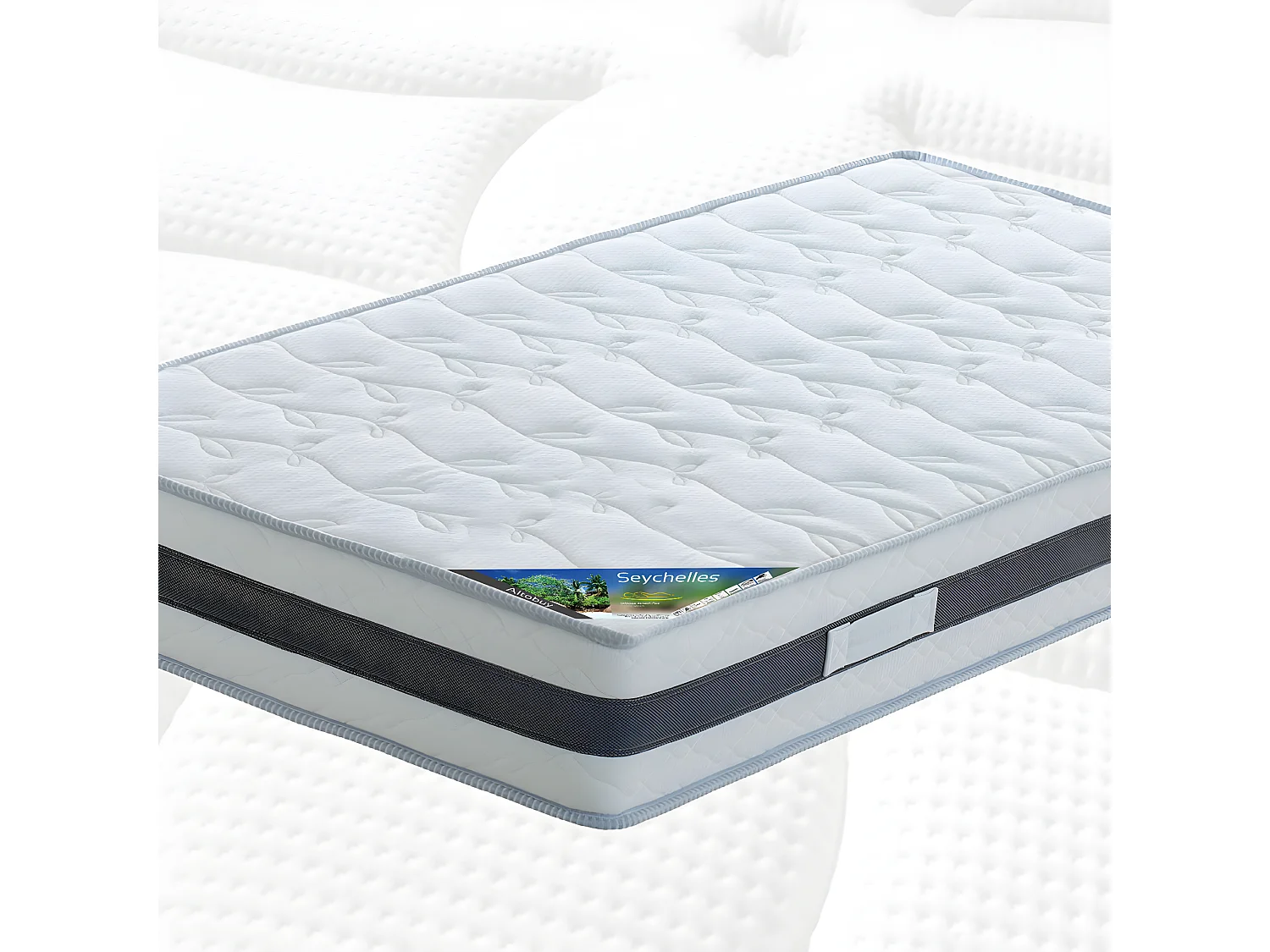 SEYCHELLES - Pack Matelas 160x200 + Sommier Tapissier Démontable 2x20 Lattes Anthracites + Pieds Anthracites 15cm
