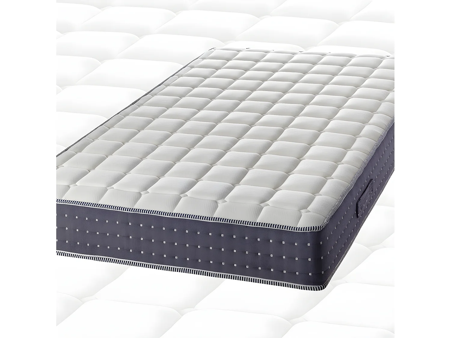 SILHOUETTE - Pack Matelas 140x190 + Sommier Tapissier Démontable 2x20 Lattes Lin + Pieds Anthracites 15cm
