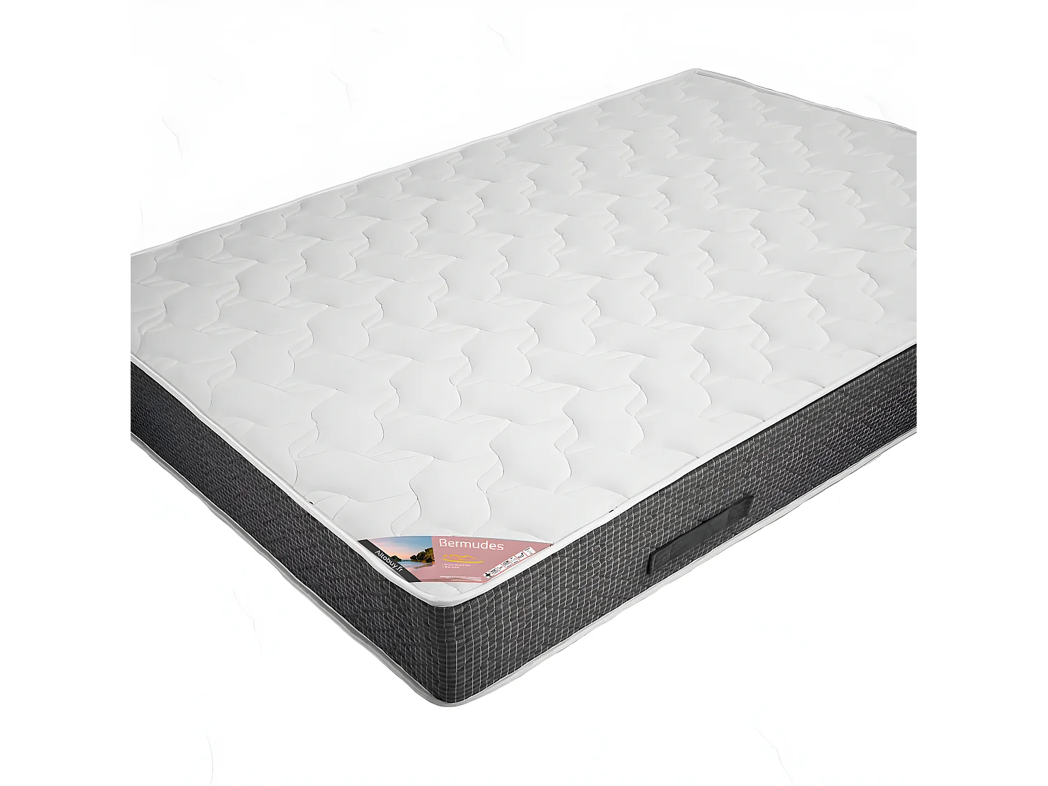 BERMUDES - Pack Matelas 140x190 + Sommier Tapissier Démontable 2x20 Lattes Lin + Pieds Anthracites 15cm