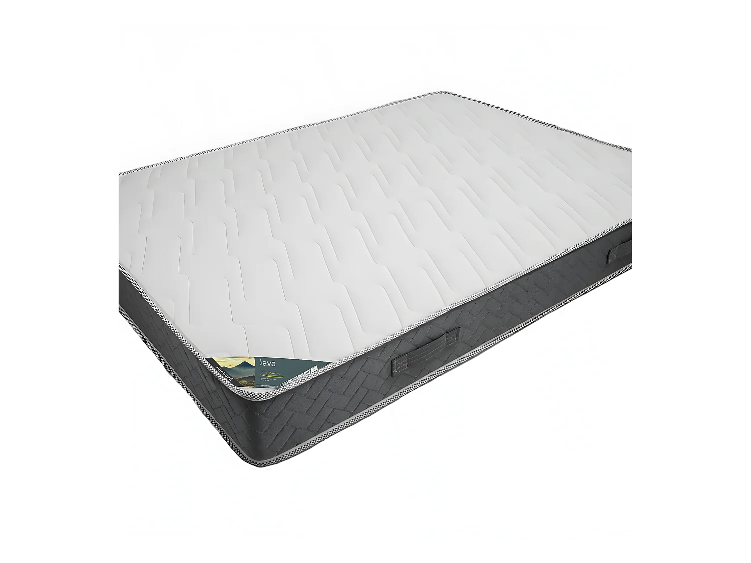 JAVA - Pack Matelas 160x200 + Sommier Tapissier Démontable 2x20 Lattes Lin + Pieds Blancs 15cm