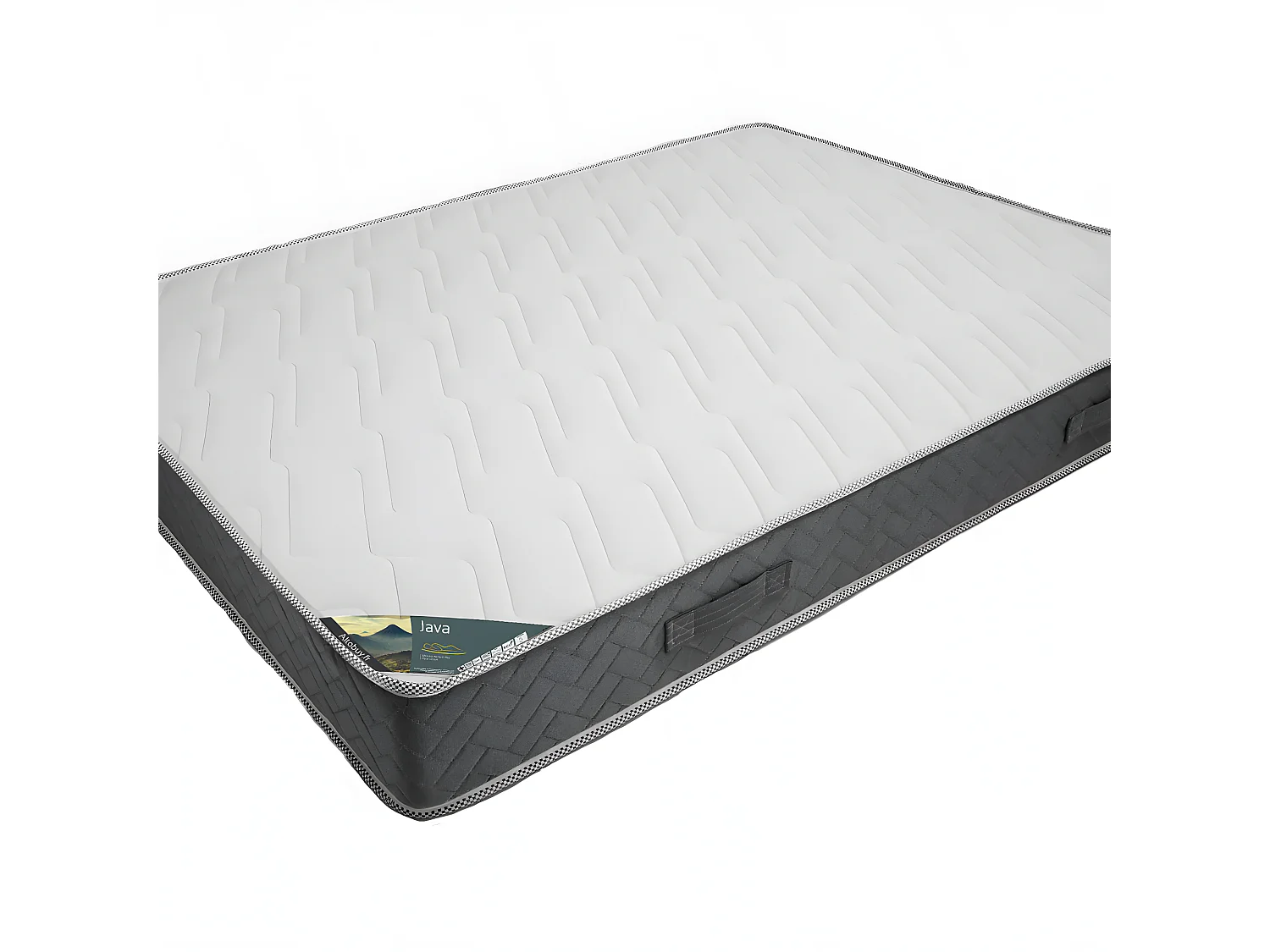 JAVA - Pack Matelas 160x200 + Sommier Tapissier Démontable 2x20 Lattes Lin + Pieds Blancs 15cm