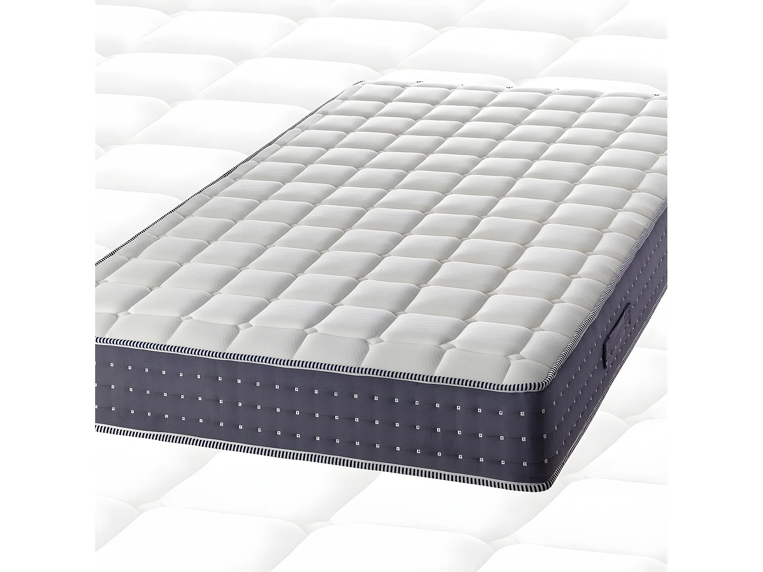 SILHOUETTE - Pack Matelas 160x200 + Sommier Tapissier Démontable 2x20 Lattes Anthracites + Pieds Argent 15cm