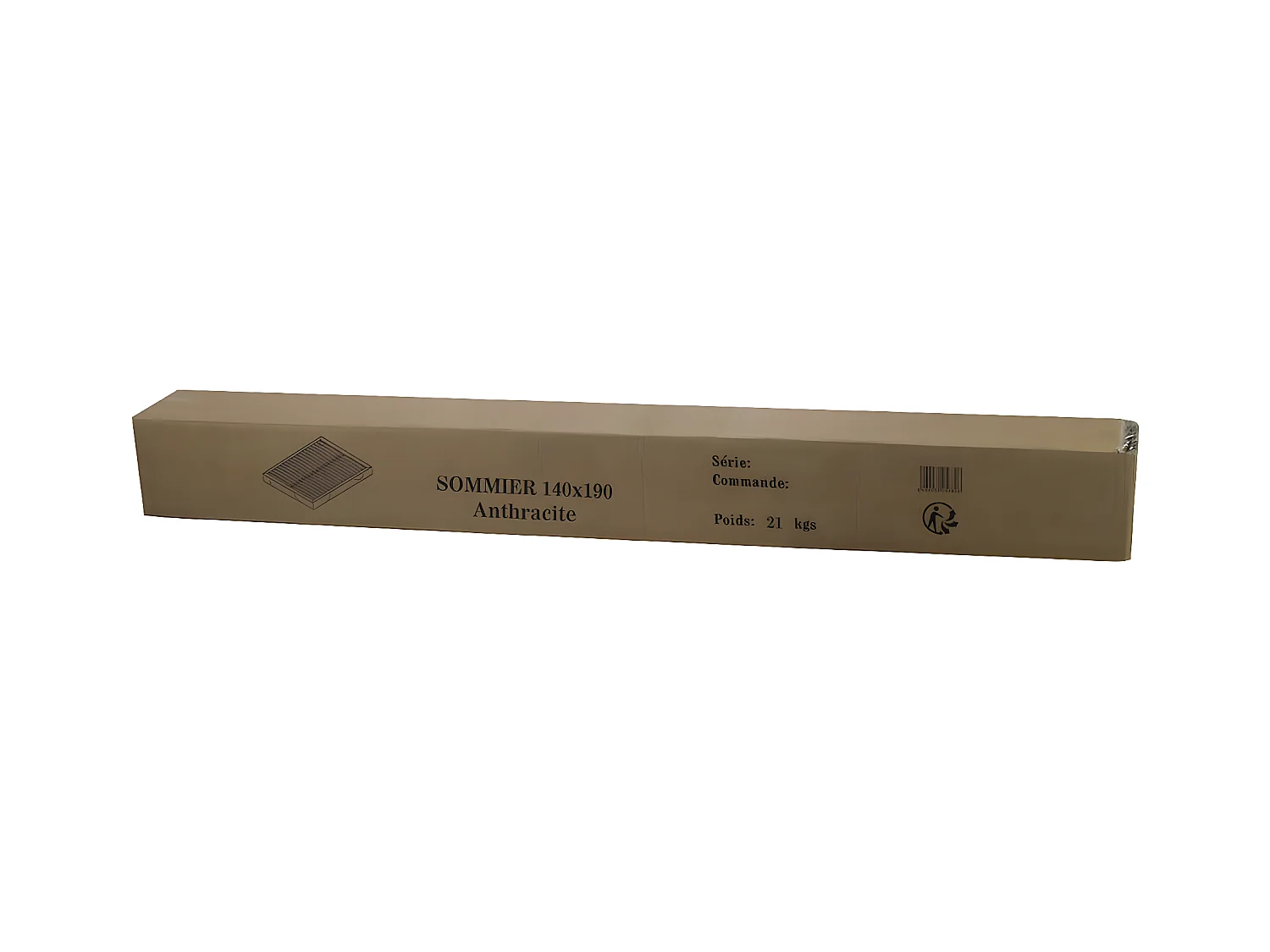 TAHITI - Pack Matelas 140x190 + Sommier Tapissier Démontable 2x20 Lattes Anthracites + Pieds Argent 15cm