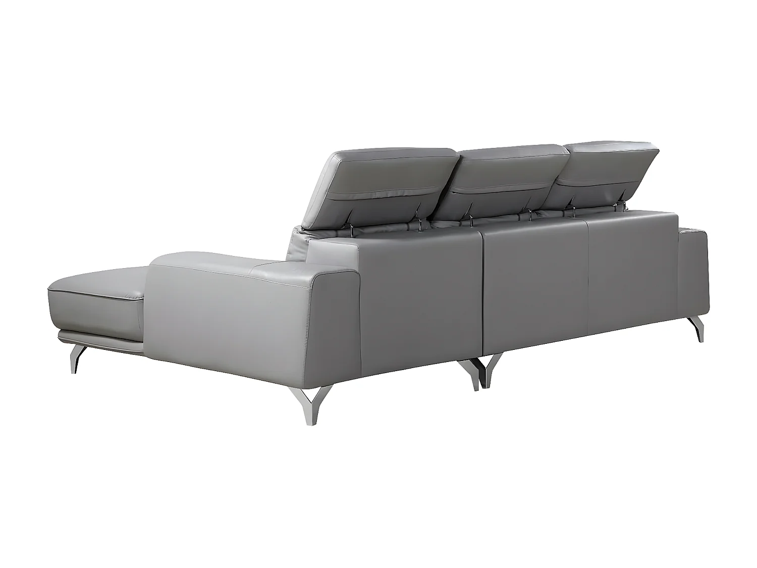 Canapé d'angle cuir reconstitué et PVC "Leicester" - 4 places - Gris clair - Angle gauche