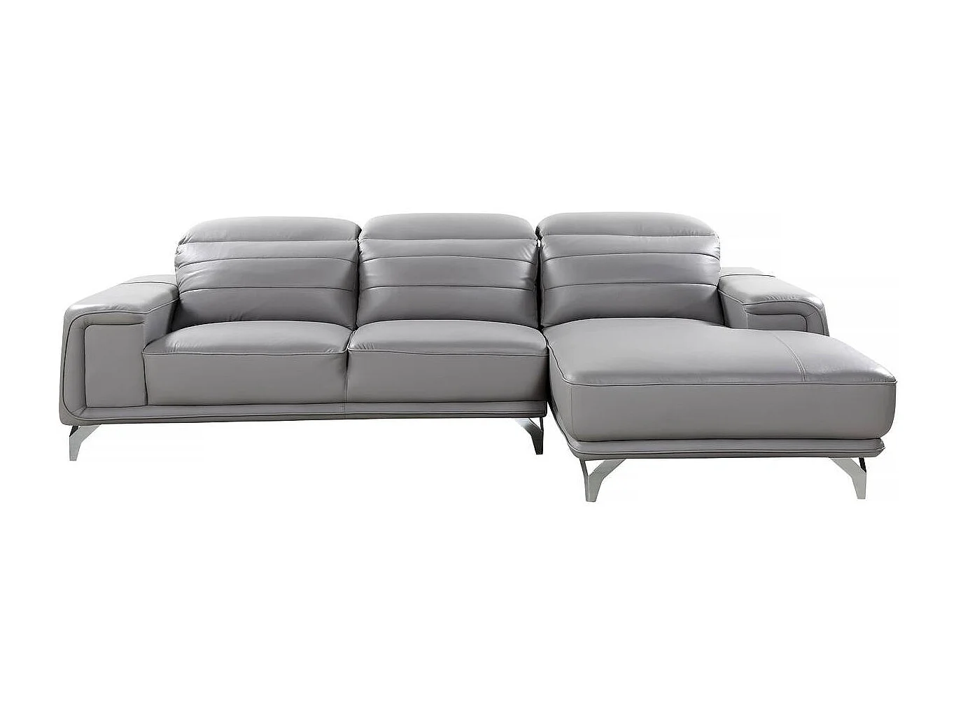 Canapé d'angle cuir reconstitué et PVC "Leicester" - 4 places - Gris clair - Angle gauche