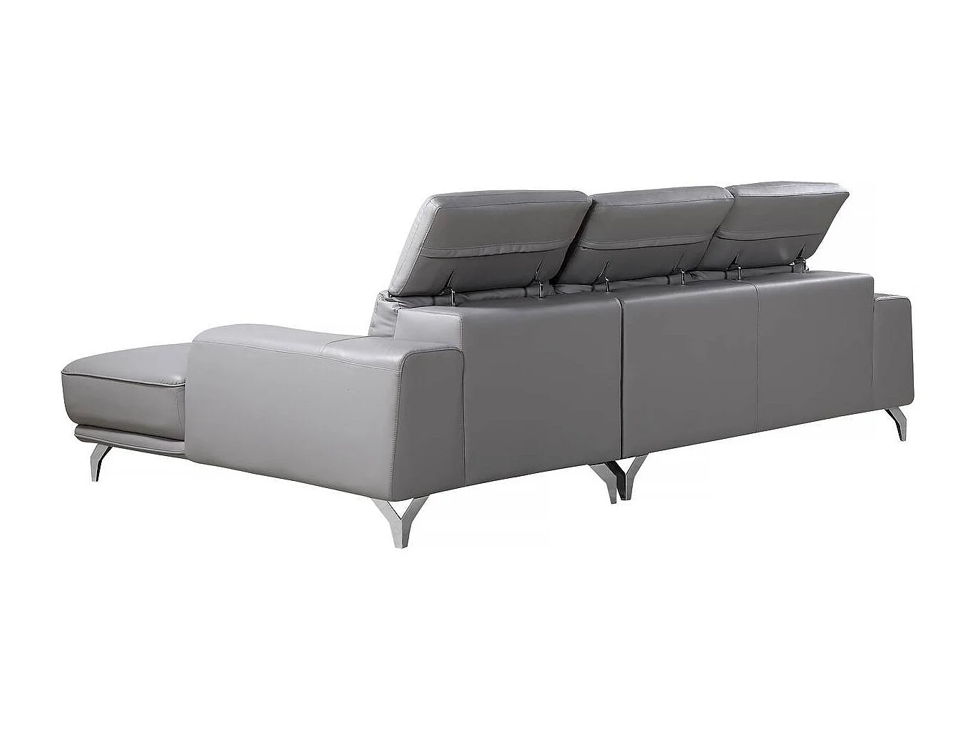 Canapé d'angle cuir reconstitué et PVC "Leicester" - 4 places - Gris clair - Angle gauche