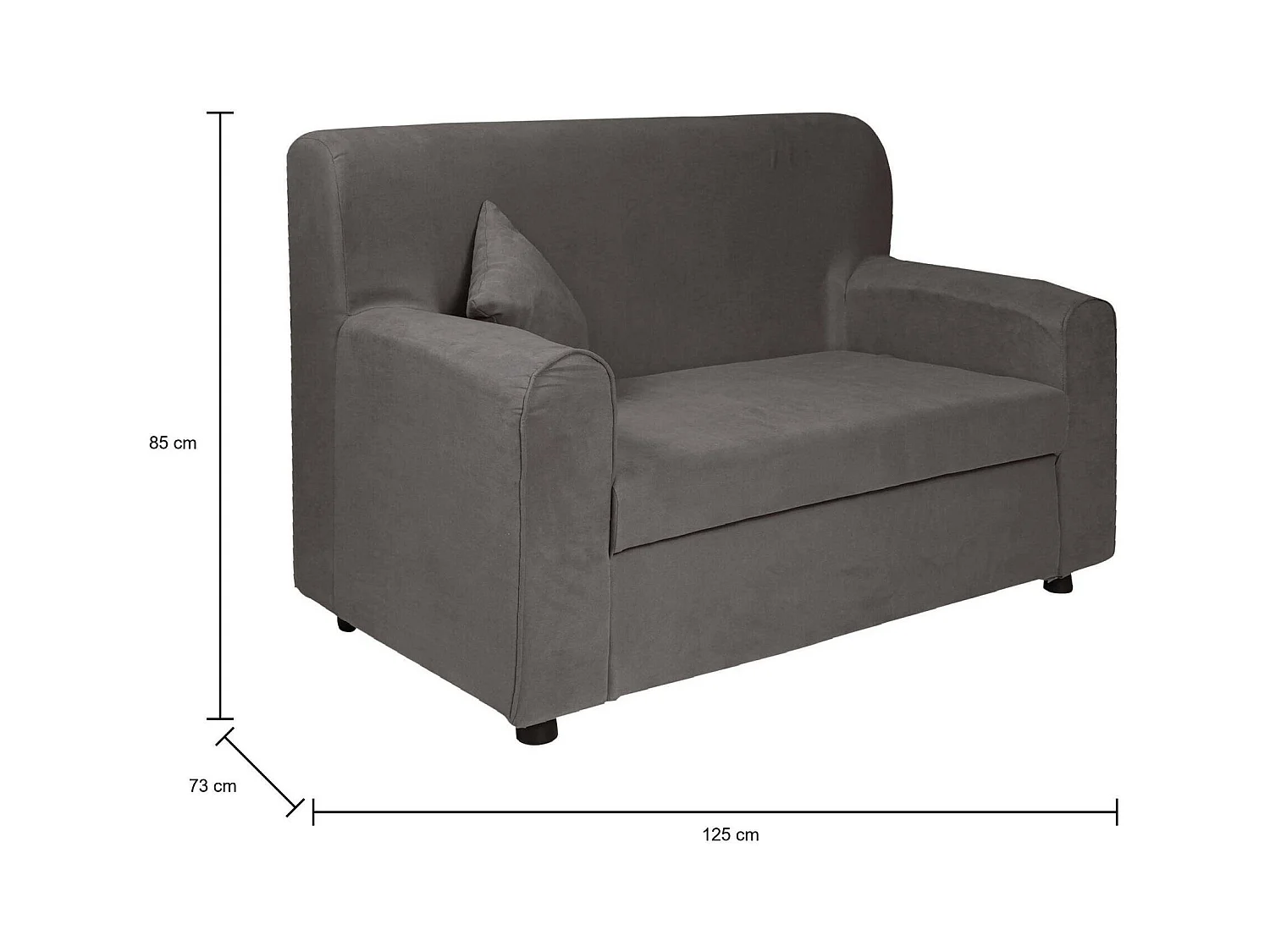 Modernes 2-Sitzer Stoffsofa, Made in Italy, Sofa für kleine Wohnungen, mit Kissen, 125x73xh85 cm, Farbe Grau