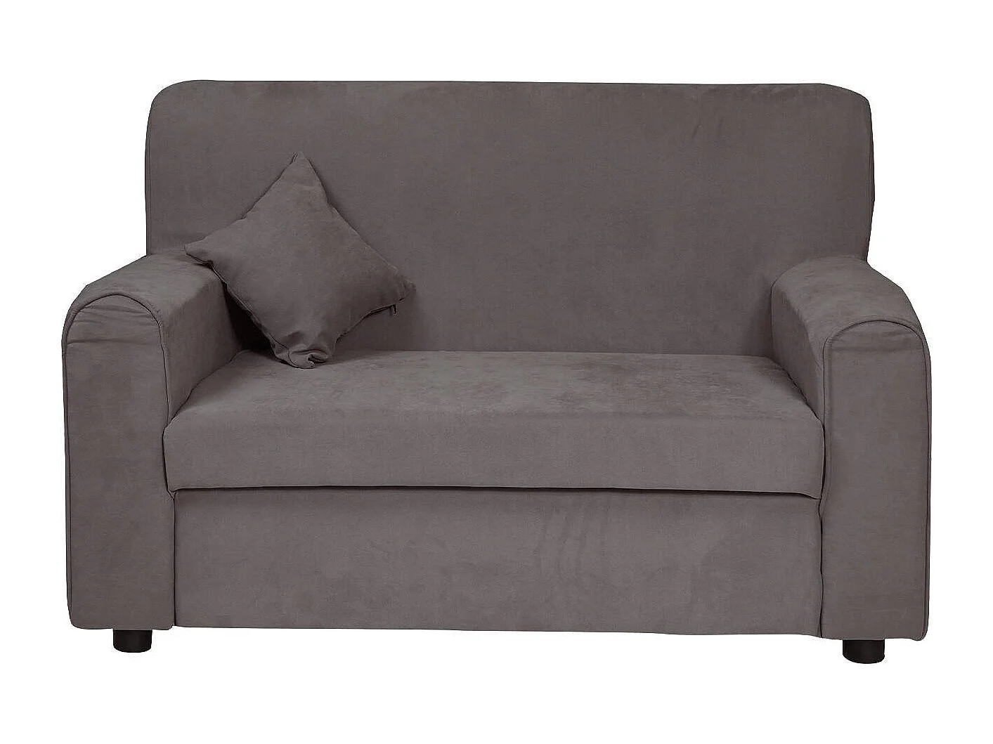 Vaste bank 0, Moderne 2-zits woonkamerbank in stof, inclusief armleuningen en 2 kussens, Made in Italy, 125x73h85 cm, Grijs