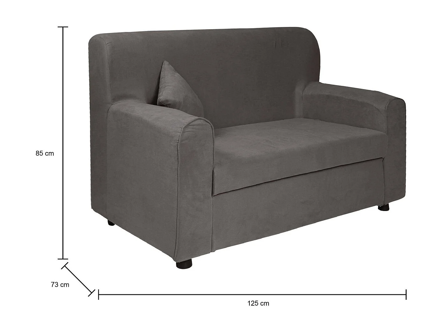 Canapé fixe 2 places Dpasteu, Canapé en tissu, Canapé linéaire peu encombrant, Canapé pour petits appartements, 125x73h85 cm, Gris