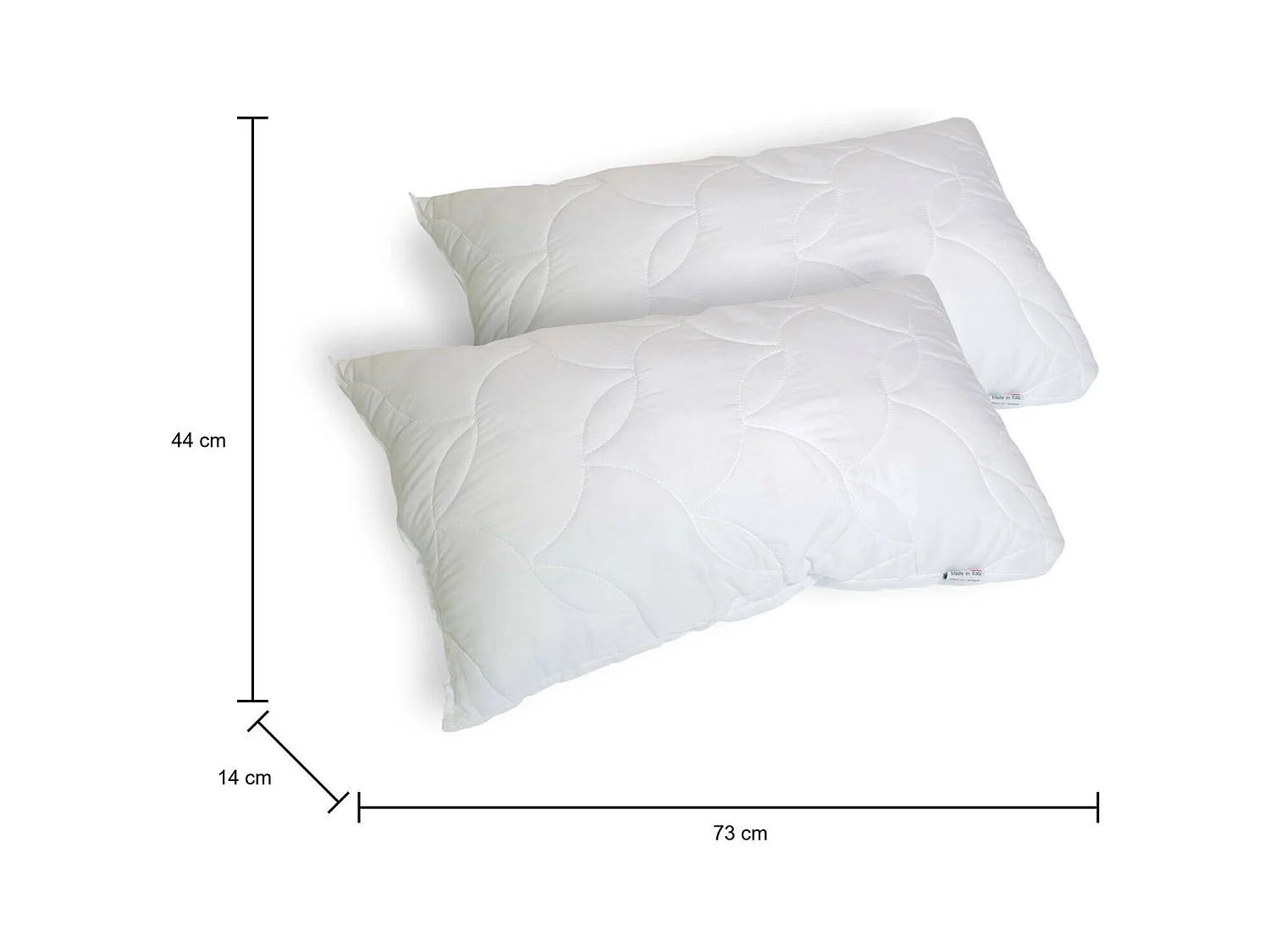 Talamo Italia par de almohadas para cama, 100% Made in Italy, Almohadas en grapa viscoelástica, hipoalergénico y transpirable, 73x44xh14 cm