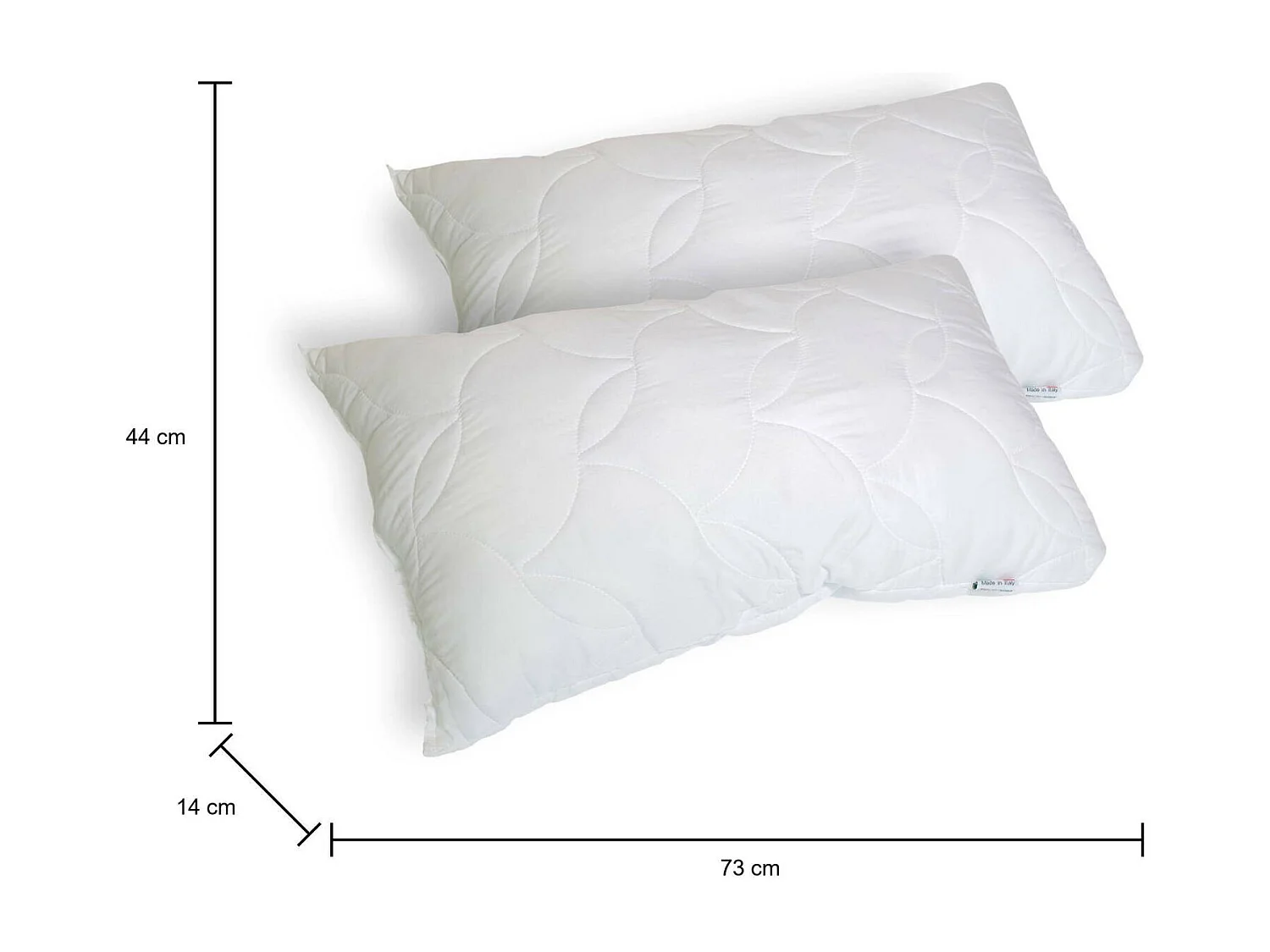 Talamo Italia paire d'oreillers pour lit, 100% Made in Italy, Oreillers en mousse à mémoire de forme, Hypoallergénique et Respirant, 73x44xh14 cm