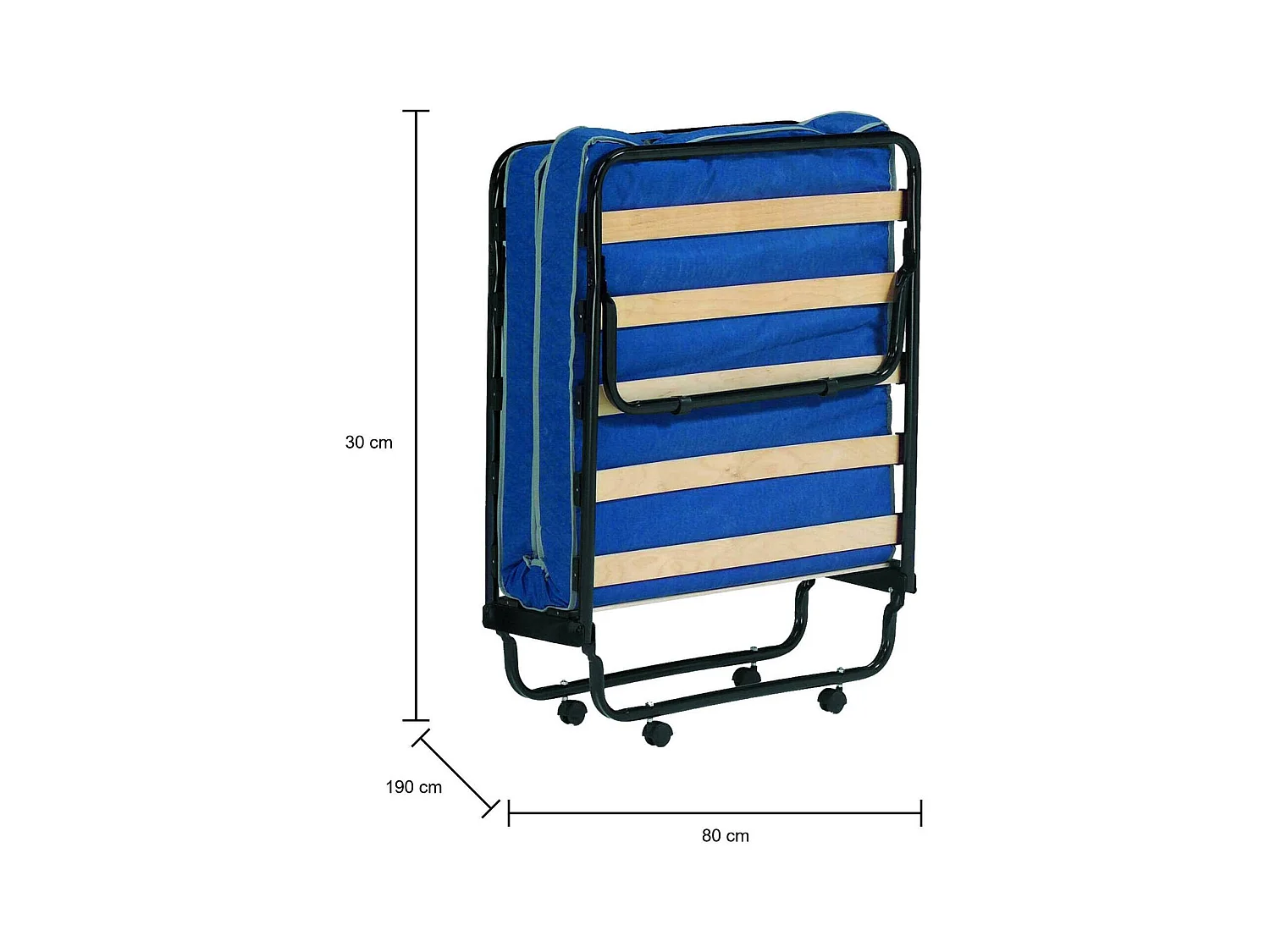 Lit pliant Daaronso, Lit de camp à 12 lattes, Matelas inclus, Lit bébé peu encombrant, 100% Made in Italy, 80x190h37 cm, Housse de protection sur demande