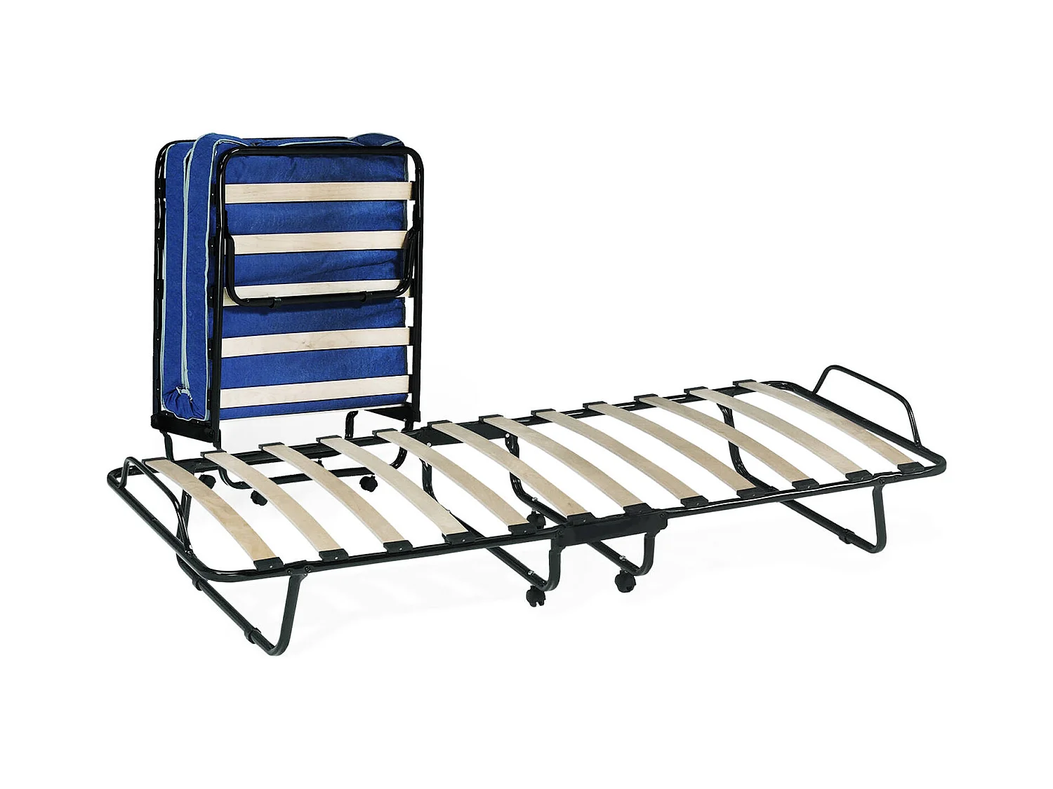 Lit pliant Daaronso, Lit de camp à 12 lattes, Matelas inclus, Lit bébé peu encombrant, 100% Made in Italy, 80x190h37 cm, Housse de protection sur demande