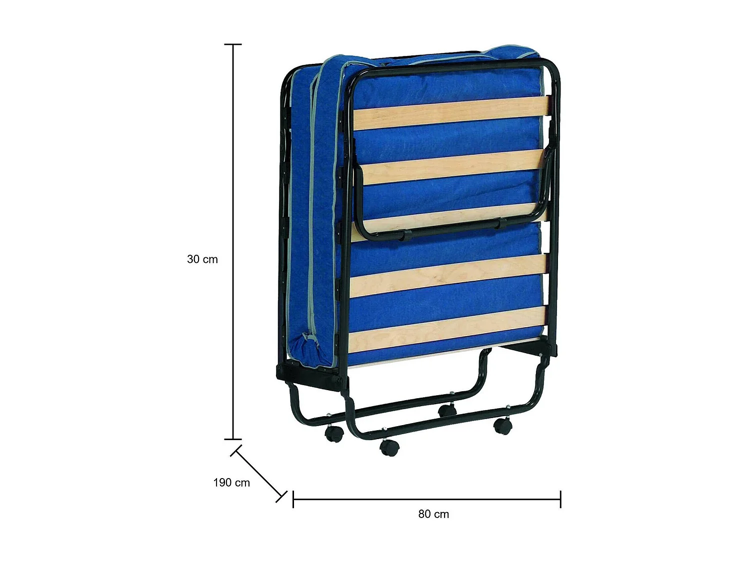 Opklapbed 0, Inclusief campingbedje met lattenbodem en matras, Bed met wielen, Cm 190x80h30, Cm 190x80h30
