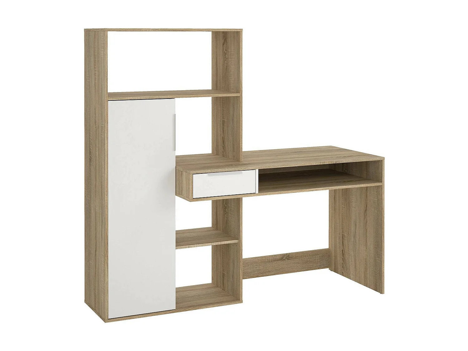 Dmora - Scrivania Annalou, 163x60 h155 cm, Quercia e Bianco