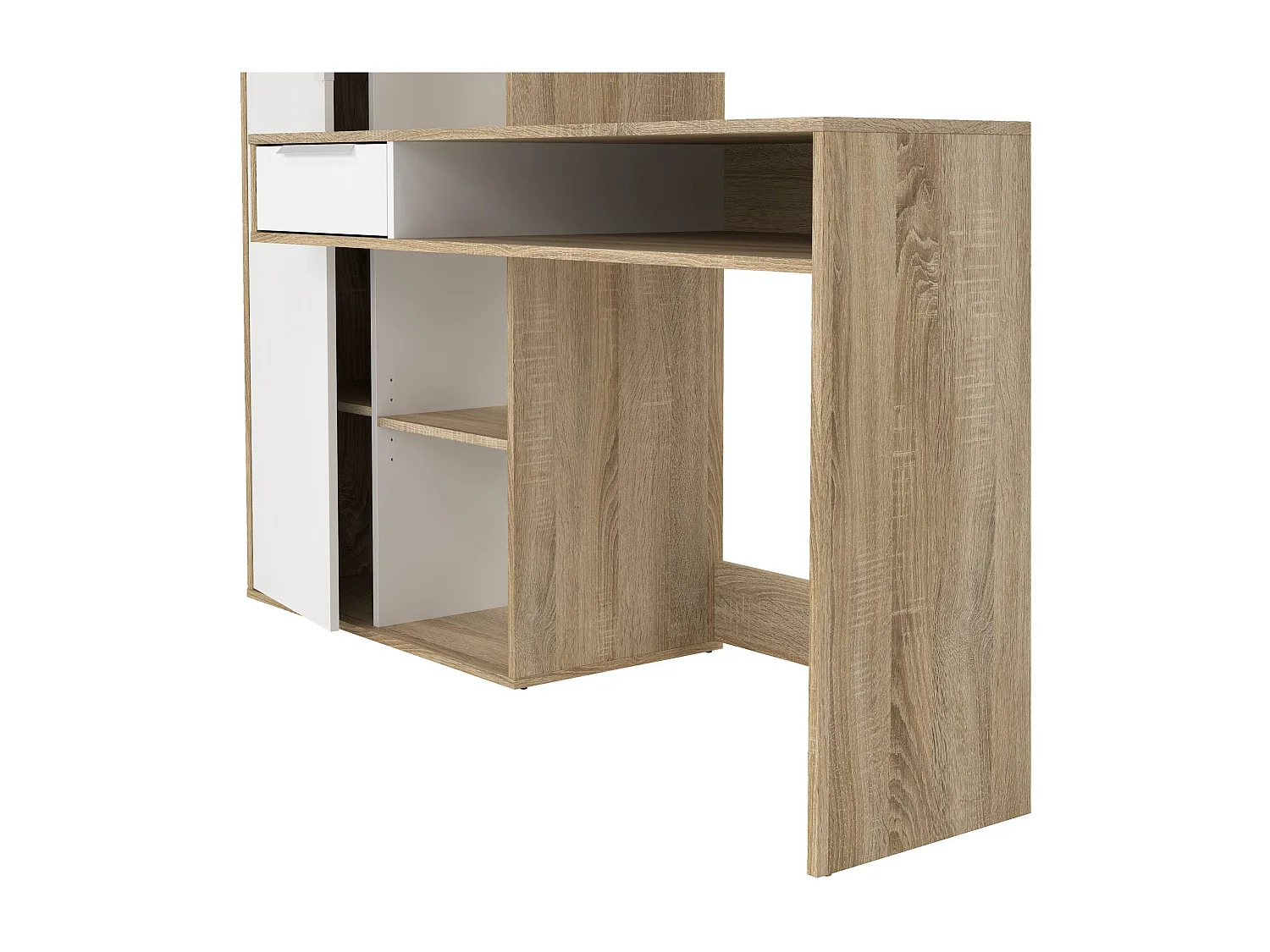 Dmora - Scrivania Annalou, 163x60 h155 cm, Quercia e Bianco