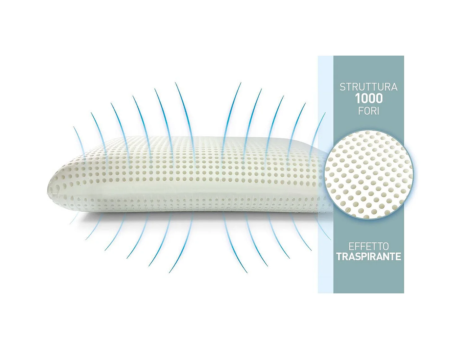 Talamo Italia Set of 2 Pillows for bed, 100% Made in Italy, Removable "soap" pillow in perforated Memory Foam, Hypoallergenic and Breathable, 70x40xh16 cm