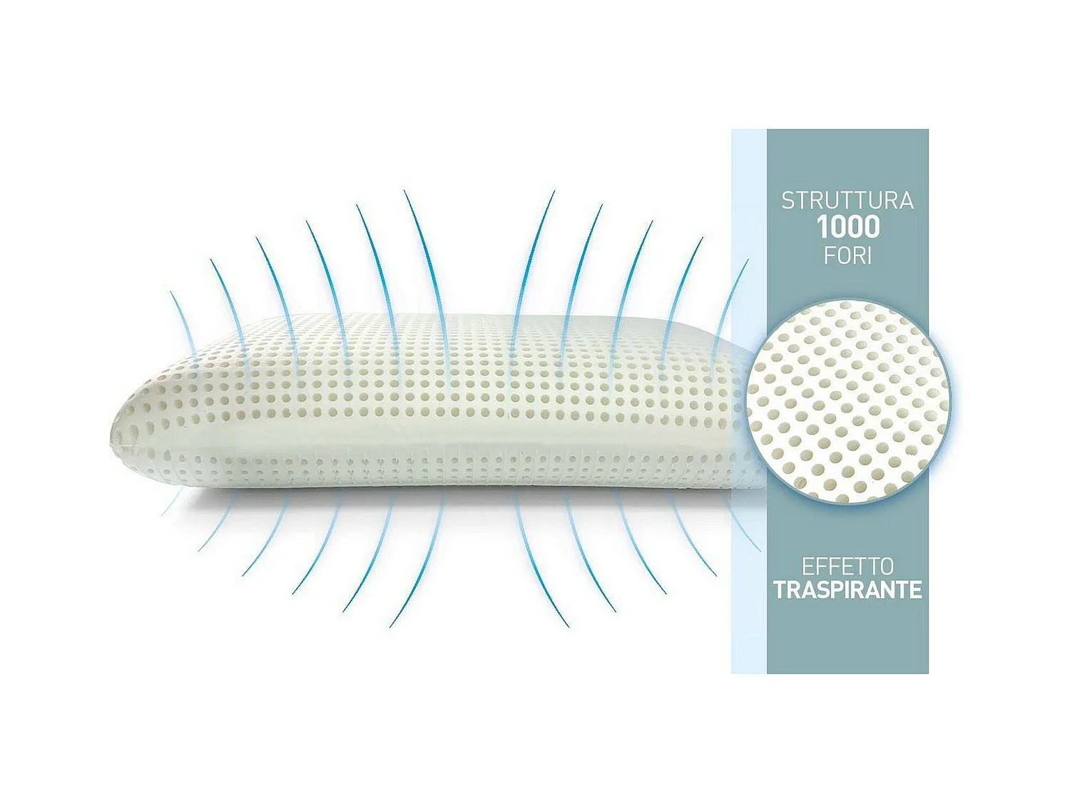 Talamo Italia Set of 2 Pillows for bed, 100% Made in Italy, Removable "soap" pillow in perforated Memory Foam, Hypoallergenic and Breathable, 70x40xh16 cm