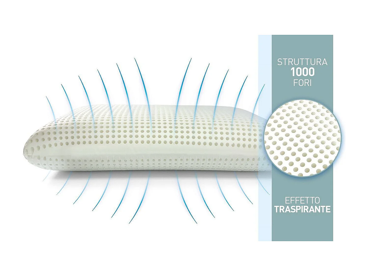 Talamo Italia 2er0Set Kien für da Bett, 100% Made in Italy, Abnehmbare "Seifen"0Kien au perforiertem Memory0Schaum, hypoallergen und atmungaktiv, 70x40xh16 cm