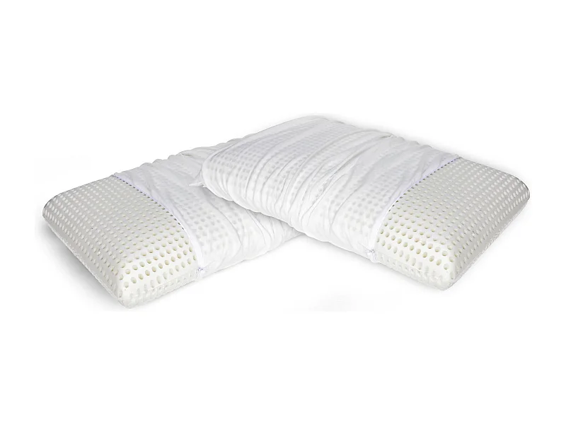 Talamo Italia Set van 2 bedkussens, 100% Made in Italy, afneembaar "zeep" kussen in geperforeerd Memory Foam, hypoallergeen en ademend, 70x40xh16 cm