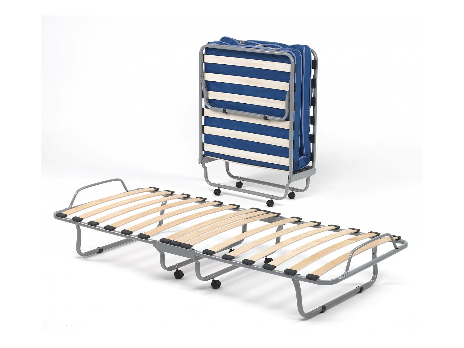 Klappbett Dmagn, Einzelfaltbares orthopädisches Kinderbett, 100% Made in Italy, inklusive Matratze Cm 80x190