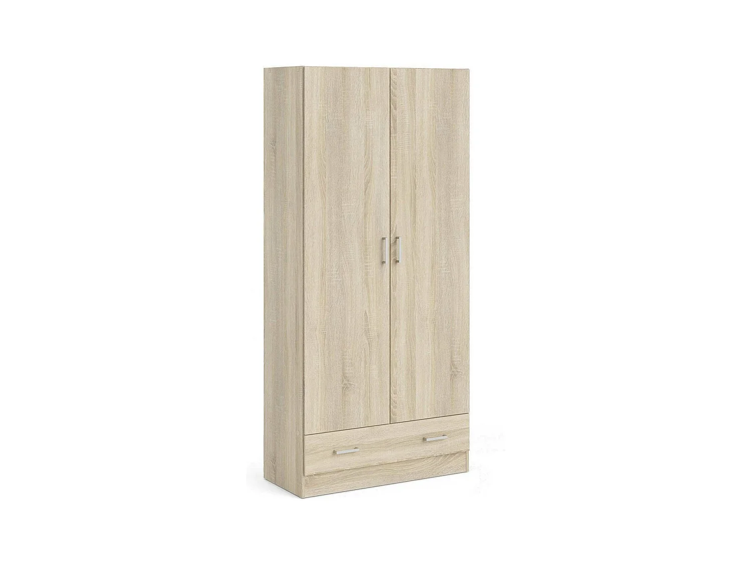 Kledingkast met twee deuren en één lade, eikenkleur, 79 x 35 x h171 cm