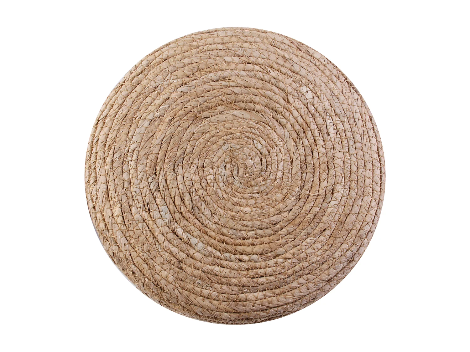 Gevlochten tweekleurige beige houten kruk voor een natuurlijke bohemien touch