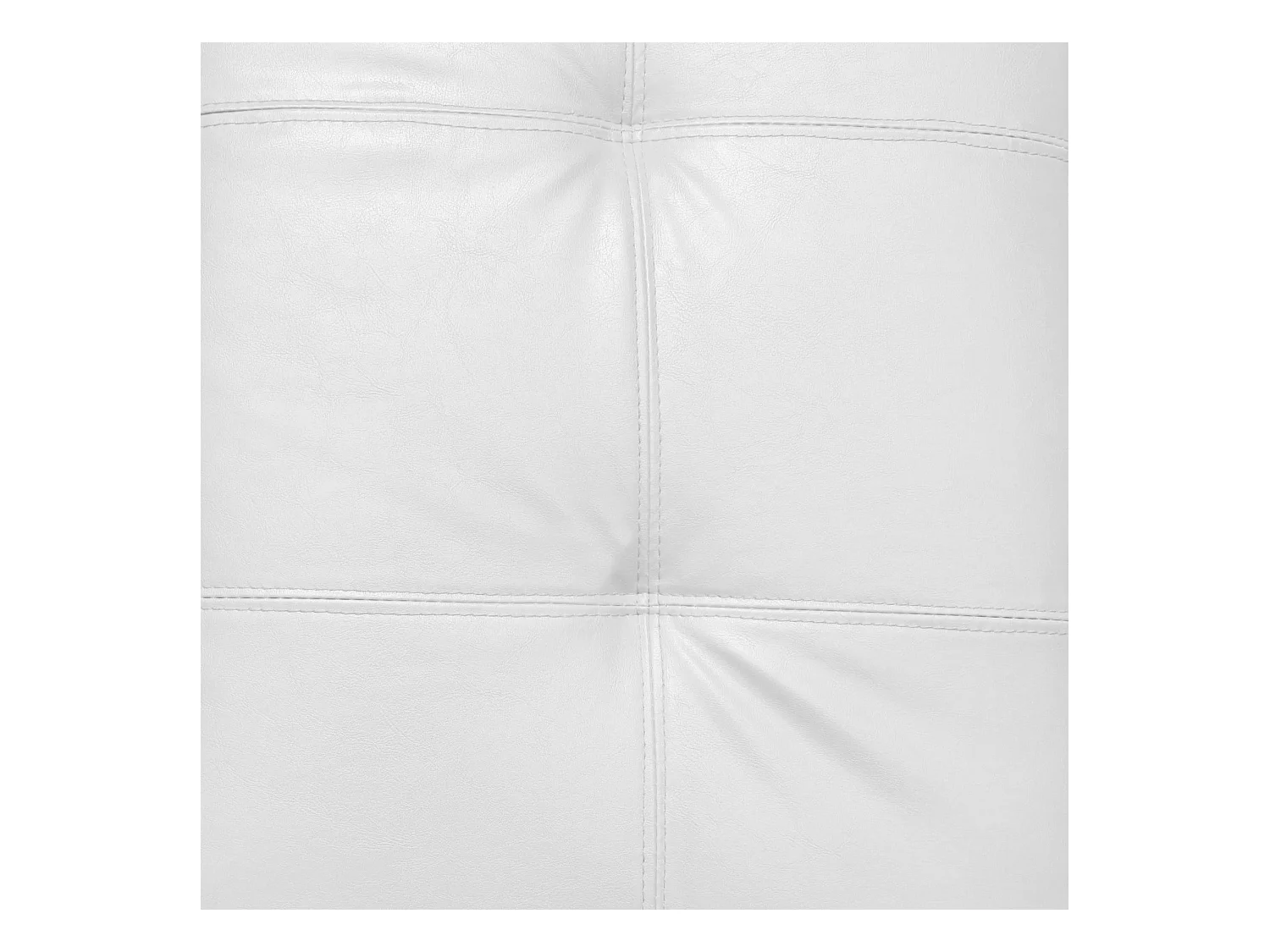 Pufe de armazenamento 0, Pufe de armazenamento em couro ecológico com efeito acolchoado, Pufe moderno com apoio para os pés para sala de estar, 45x45h47 cm, Branco