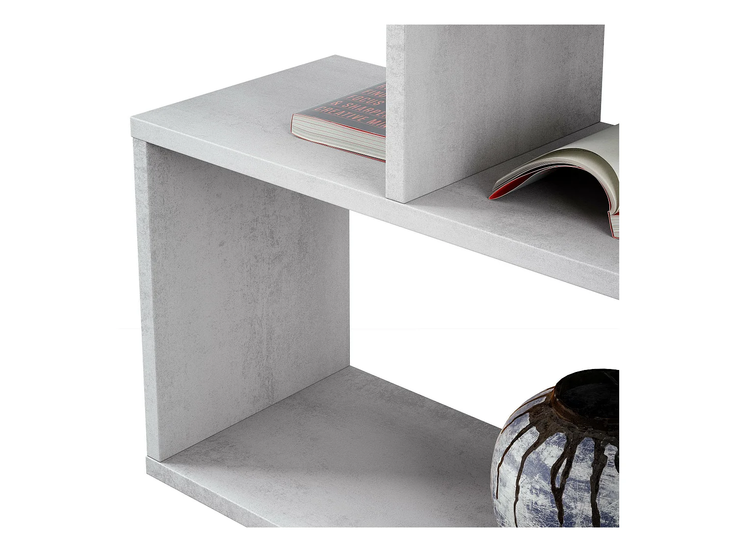 Bibliothèque Dfomme, Bibliothèque haute double face, Etagère de séparation avec 5 étagères, Etagère de bureau moderne, 80x24h192 cm, Gris béton