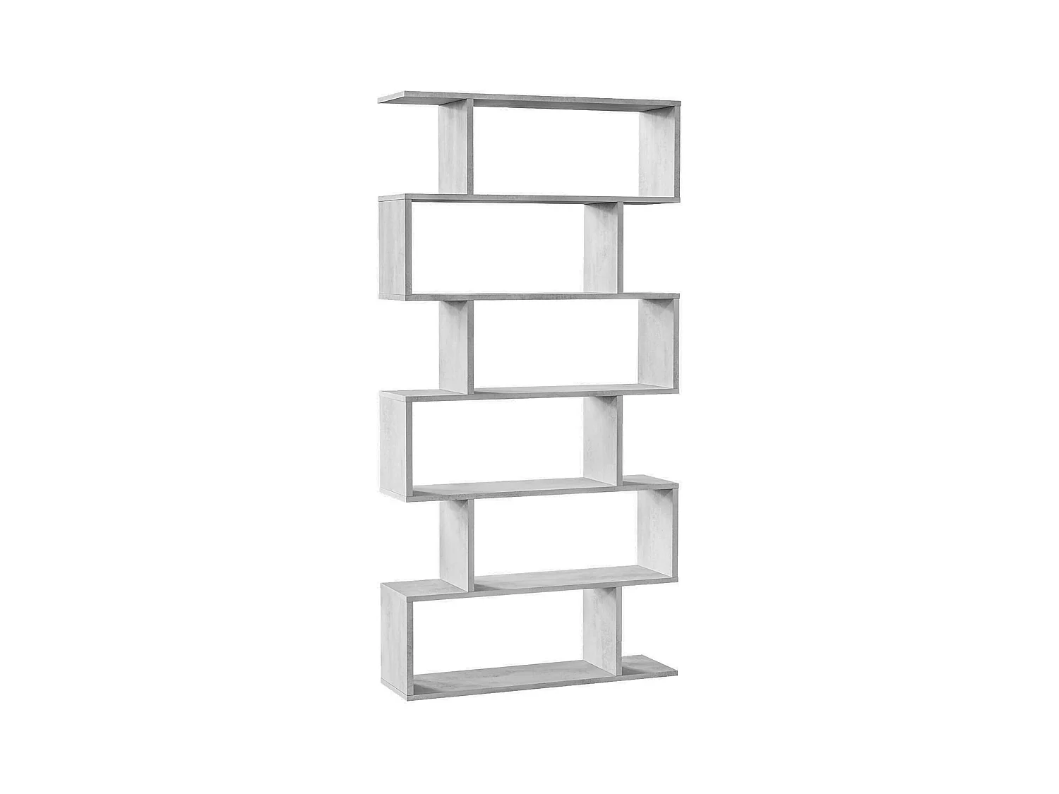 Dfomme boekenkast, Hoge dubbelzijdige boekenkast, Verdeelplank met 5 planken, Moderne kantoorplank, 80x24h192 cm, Betongrijs