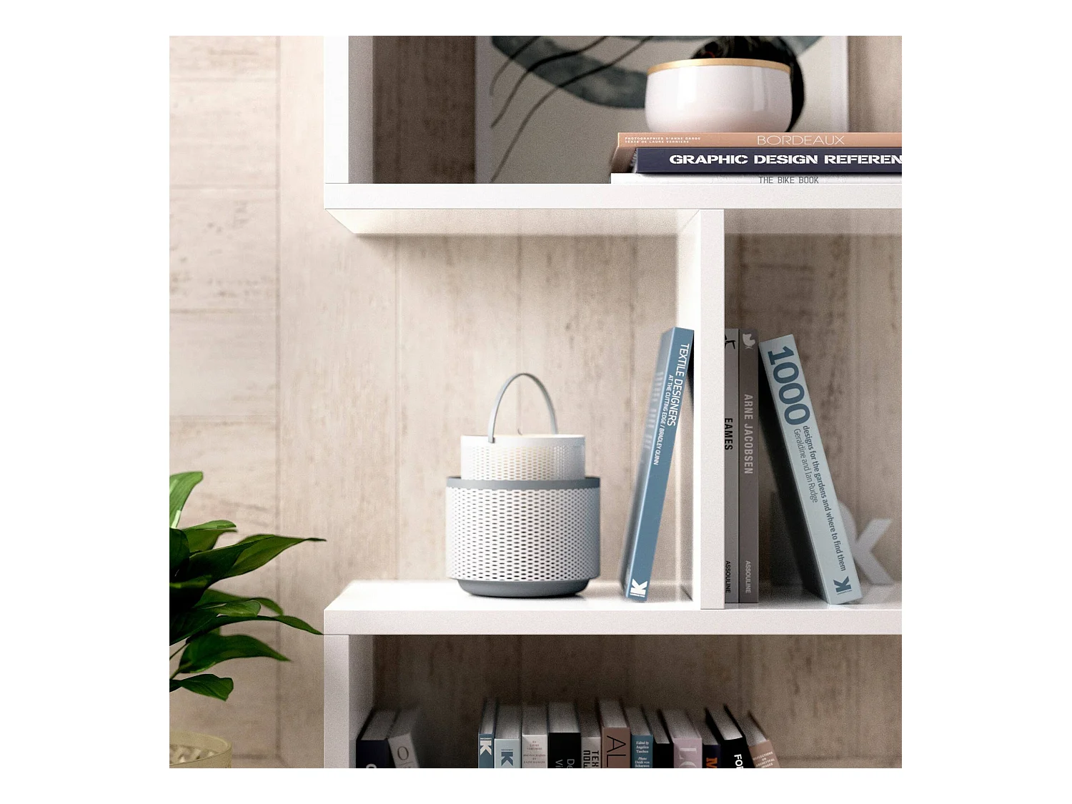 Buchhandlung Dfanes, Niedriges doppelseitiges Bücherregal, Regal mit drei Fächern, Modernes Büroregal, 110x24h97 cm, Glänzend WeiÃŸ