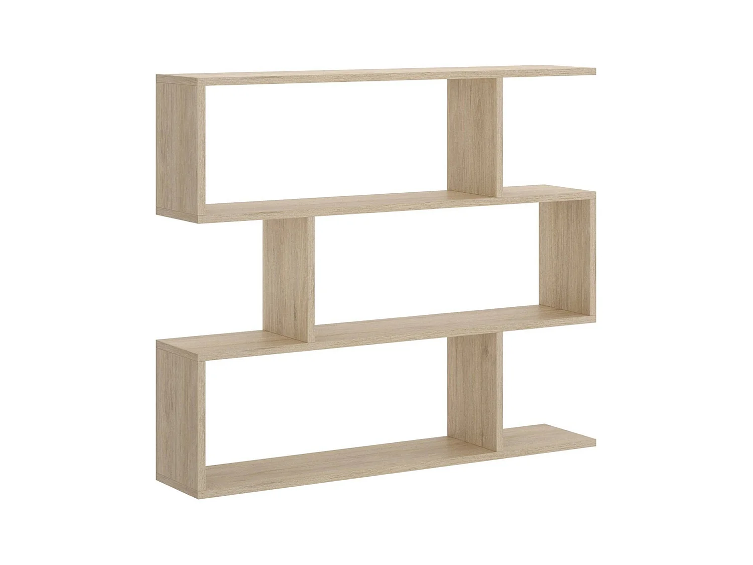 Buchhandlung Dfanes, Niedriges doppelseitiges Bücherregal, Regal mit drei Fächern, Modernes Büroregal, 110x24h97 cm, Eiche