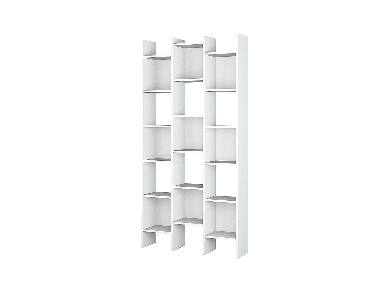 Bibliothèque Dmanis, Bibliothèque avec 18 étagères, Étagère avec compartiments carrés, Étagère de bureau moderne, 96x29h192 cm, Blanc