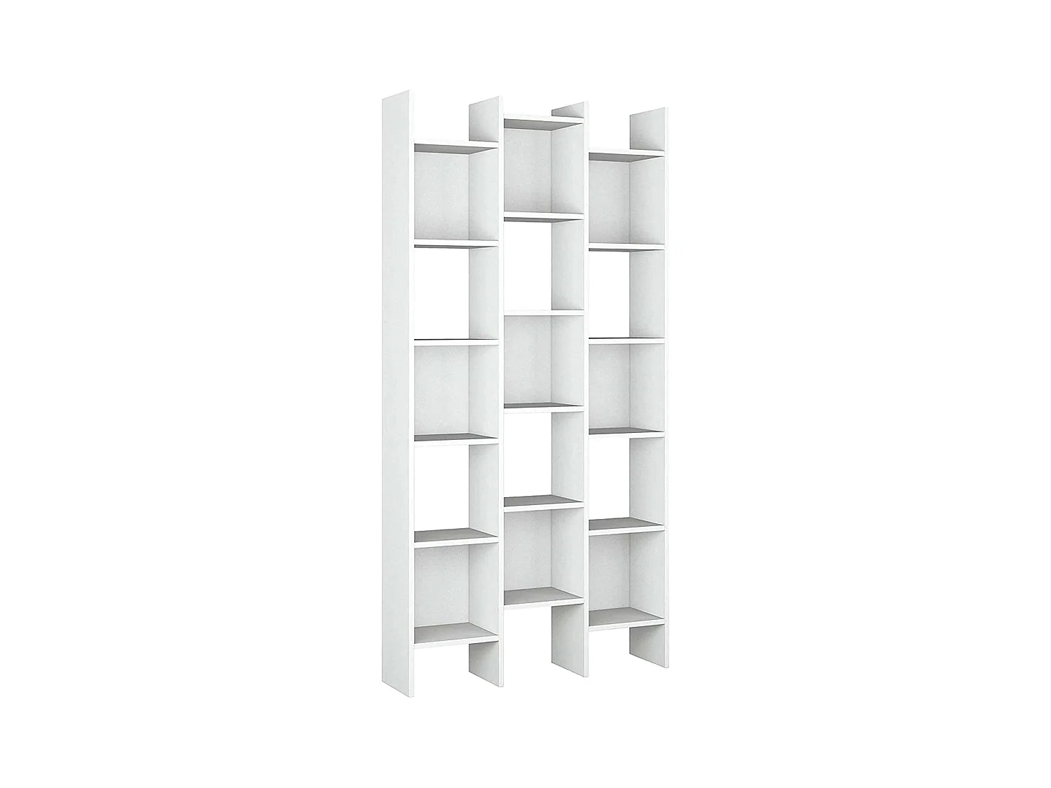 Bibliothèque Dmanis, Bibliothèque avec 18 étagères, Étagère avec compartiments carrés, Étagère de bureau moderne, 96x29h192 cm, Blanc