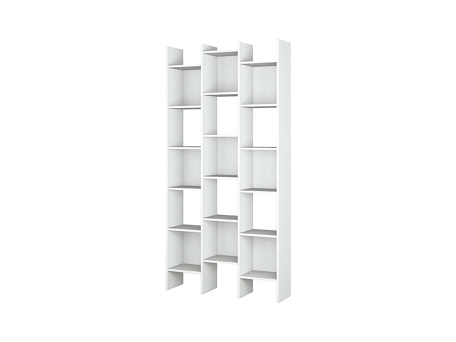 Bibliothèque Dmanis, Bibliothèque avec 18 étagères, Étagère avec compartiments carrés, Étagère de bureau moderne, 96x29h192 cm, Blanc