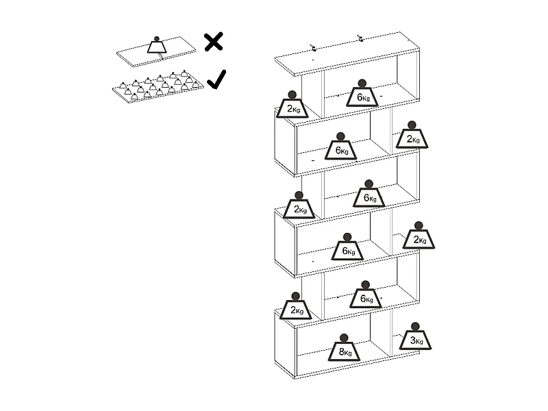 Bibliothèque Djorone, Etagère de bureau polyvalente, Bibliothèque avec 5 étagères, 80x25h190 cm, Chêne