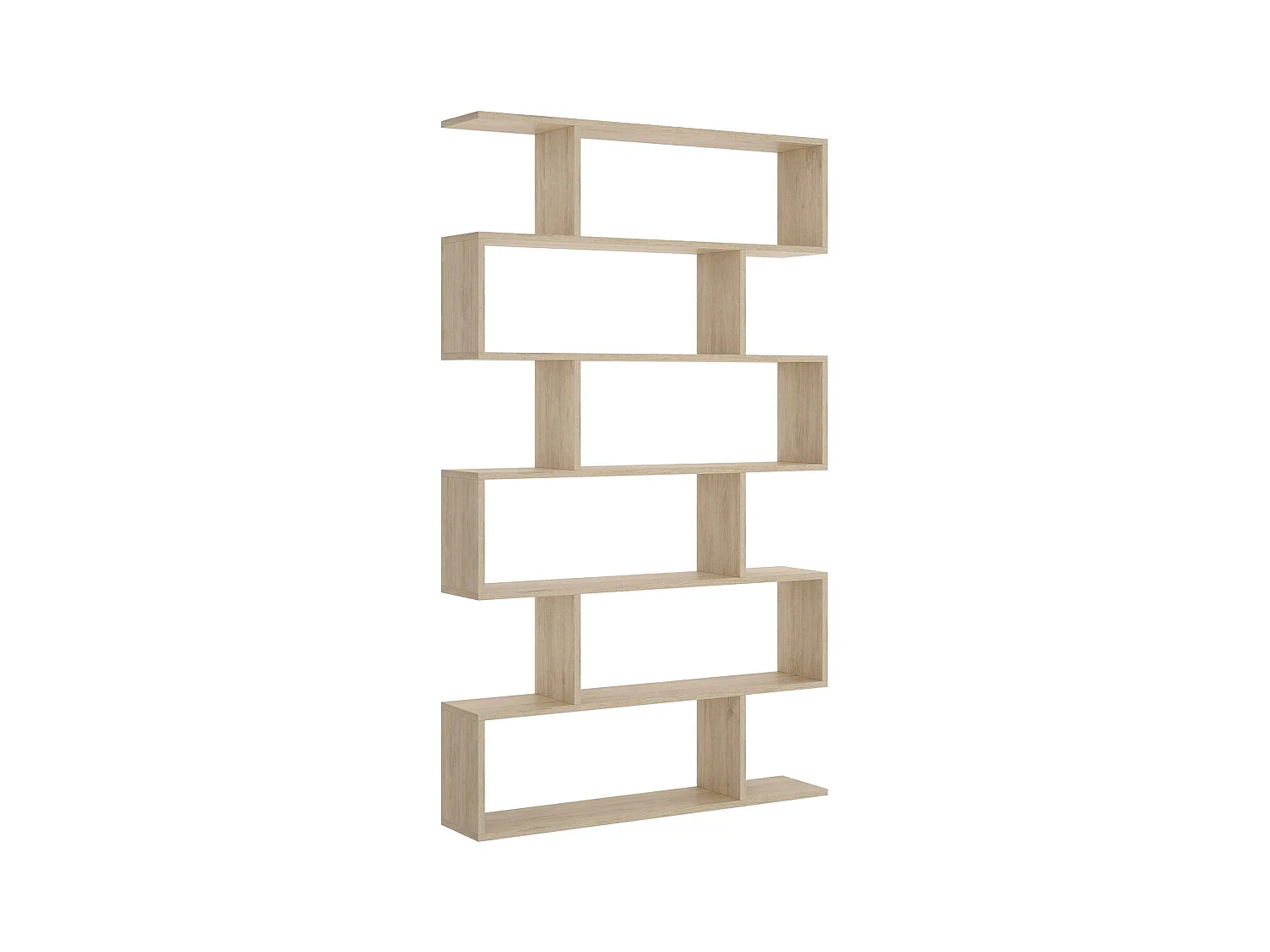 Buchhandlung Dfomme, Hohes doppelseitiges Bücherregal, Trennregal mit 5 Fachböden, Modernes Büroregal, 80x24h192 cm, Eiche