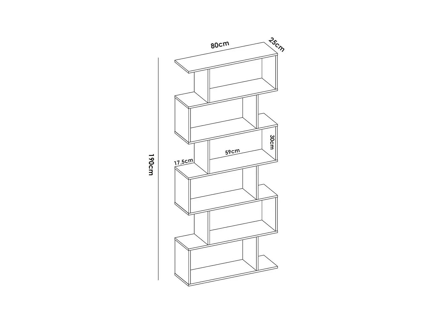 Buchhandlung Dfomme, Hohes doppelseitiges Bücherregal, Trennregal mit 5 Fachböden, Modernes Büroregal, 80x24h192 cm, Eiche