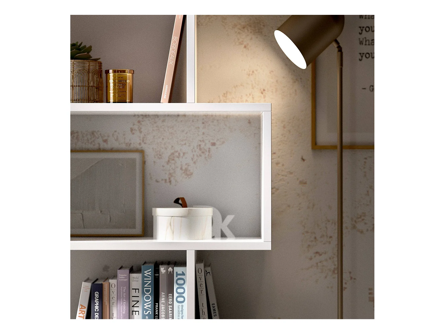 Dmora - Libreria As, 80x25h190 cm, Bianco lucido