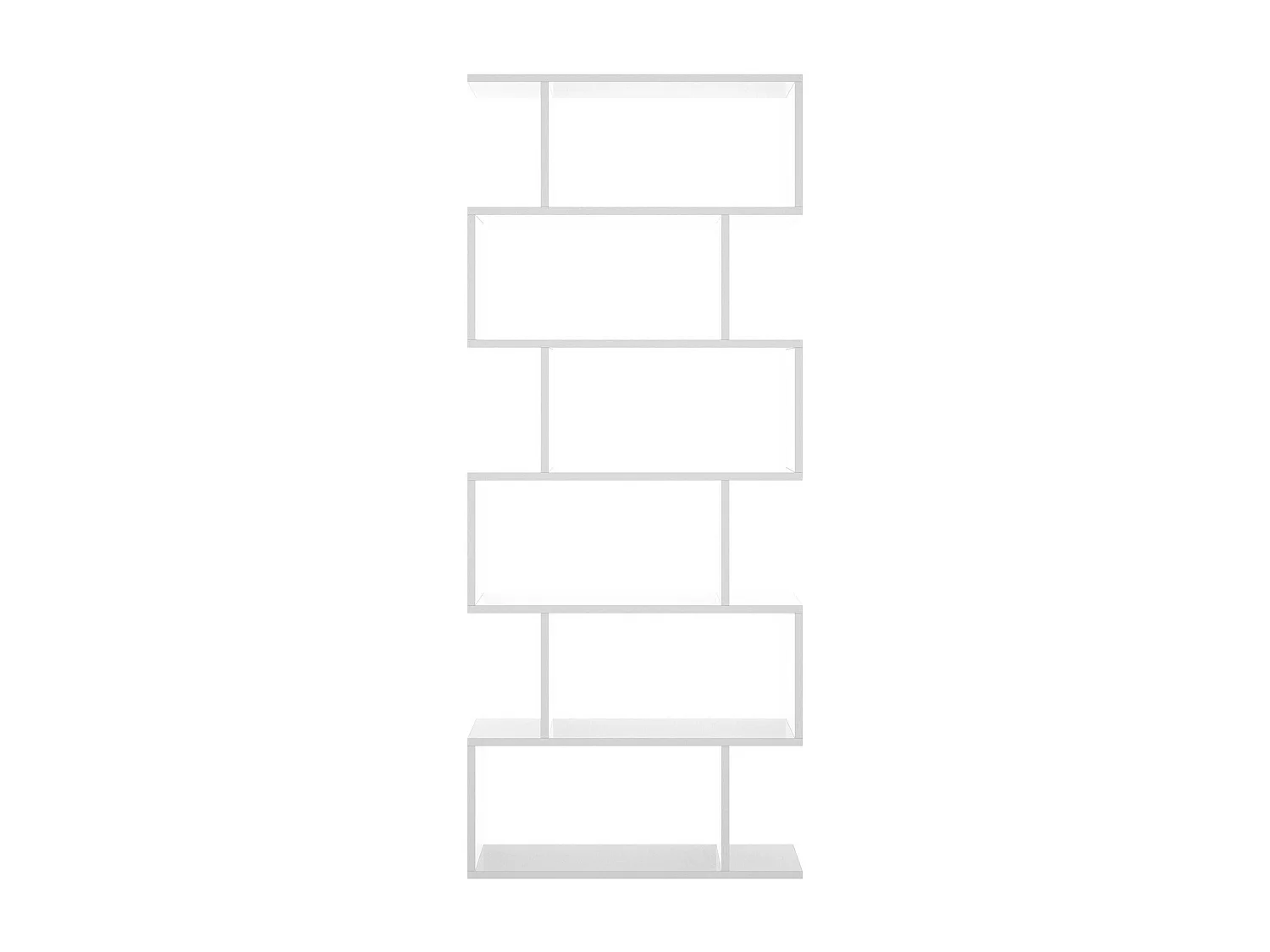 Dfomme boekenkast, Hoge dubbelzijdige boekenkast, Verdeelplank met 5 planken, Moderne kantoorplank, 80x24h192 cm, Glanzend wit