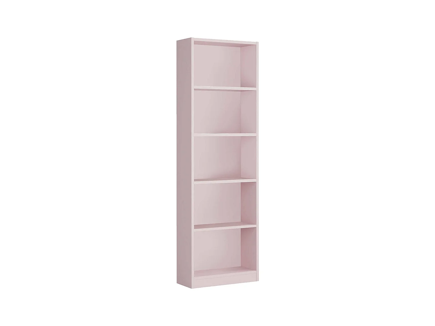 Bibliothèque Dmacagg, Bibliothèque haute avec 5 étagères, Etagère de bureau ou de chambre, Etagère moderne avec compartiments, 52x25h180 cm, Rose
